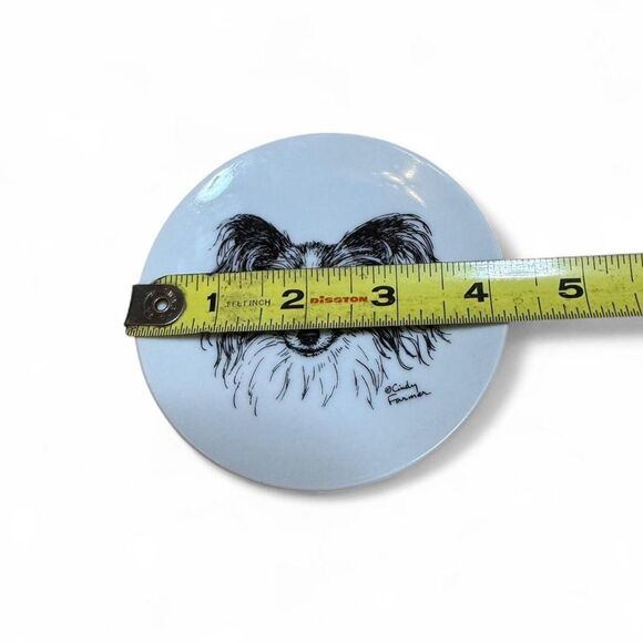 Lot Papillon Dog Porcelain Dish & Wooden Figure Decor - Picture 4 of 7